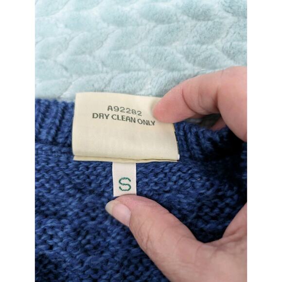 Vintage Kilronan Knitwear Blue Merino Wool Cardigan Cable knit Ireland Small - Picture 10 of 10